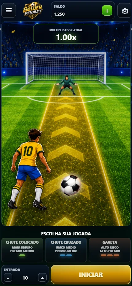 Jogo Golden Penalty em tela mobile